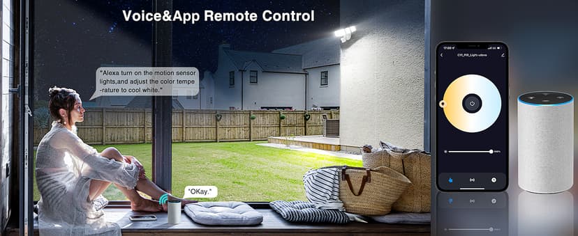 Onforu 5 Heads 65W Smart LED Security Lights Motion Sensor Outdoor, 340° Illumination WiFi Alexa Flood Light 5500LM APP Control, 2500K-6500K Exterior Motion Detector, IP65 Wall Light for Yard, White