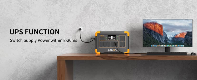pecron Portable Power Station E1000LFP, 1024Wh LiFePO4 Battery Backup, 1800W Solar Generator Expandable to 4096Wh, Fast Charging Power Station for Emergencies, Camping, RV, Home Use