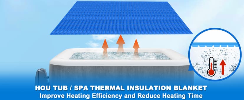 Solar Hot Tub Spa Bubble Covers Blanket 7 x 7 FT for Square Inflatable Hot Tub Spa Pool Thermal Insulation Floating Bubble Wrap Covers (215 x 215cm)