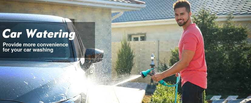 50FT Retractable Garden Hose Reel, Lightweight & Portable Hose Reel with 6 Patterns Spray Nozzle, Suitable for US Standard Hose Connection, Great for Patio Watering