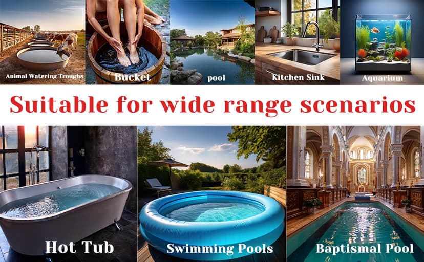 1800W Immersion Water Heater Portable Electric Hot Tub & Pool Fully Submersible Water Heater with Thermostat, GFCI Leakage Protection for Bathtub, Buckets, Swimming Pool, Baptistry, Pools