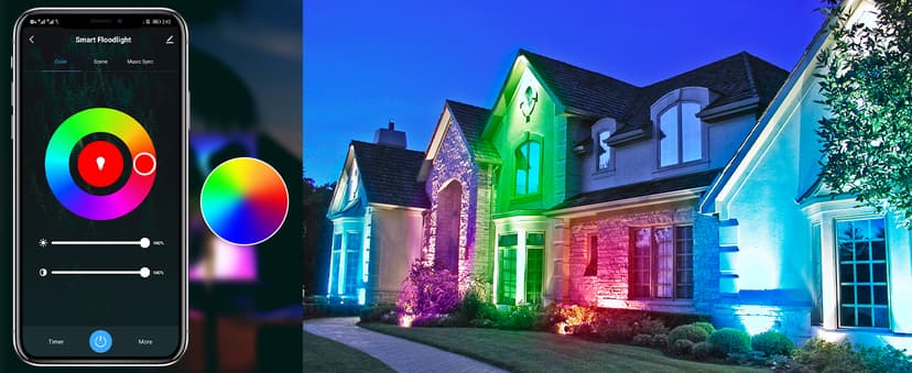 NOVOSTELLA LED Flood Lights Outdoor, 30W RGB Smart LED Flood Lights, Second-Generation WiFi Landscape Lighting Stage Dimmable Color Changing Uplight, IP66 Waterproof, Work with Alexa, 4 Pack.