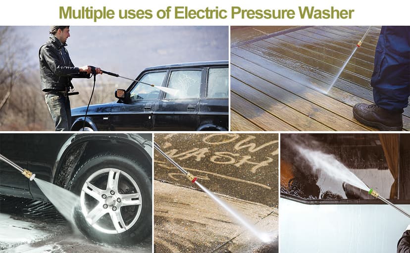 Power Washers Electric Powered - 4800PSImax 3.2GPM High Pressure Washer Car Cleaning Machine with Adjustable Spray Nozzle and Foam Cannon for Home Driveway Patio Deck, Olive Yellow