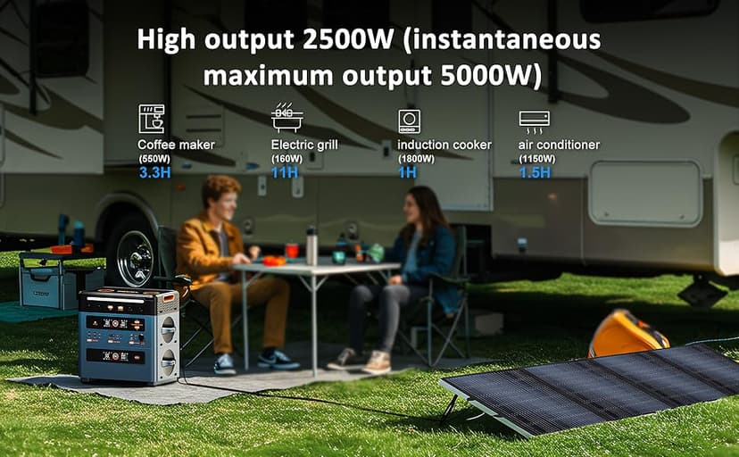 OSCAL 2400W Solar Generator, 1872Wh Solar Power Station with 4 AC Outlets (5000W Peak), 1.45H Full Charging, APP Control Emergency Power Station for Home, Camping & RVs, Battery Backup