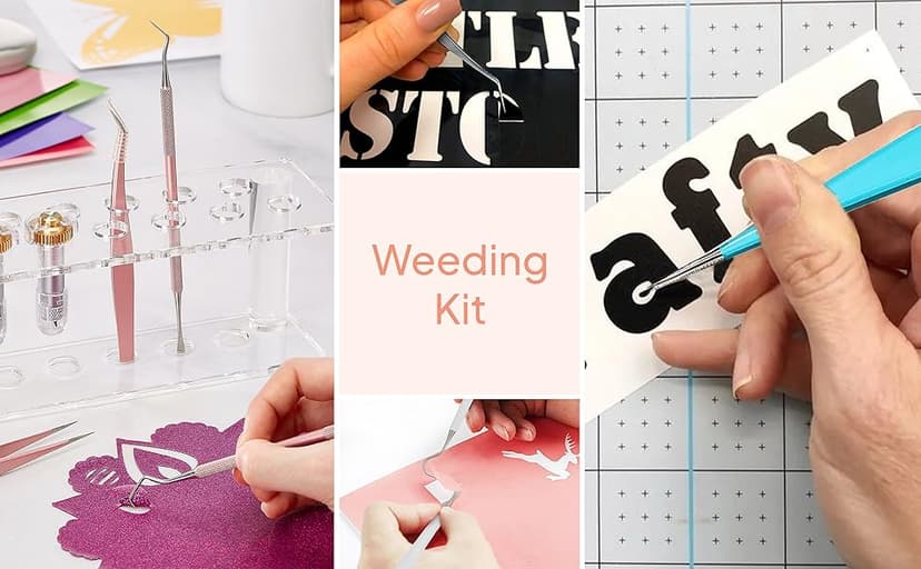 Premium Vinyl Weeding Tool Kit - Precision Stainless Steel Weeder - Hook and Pick with Fine Tweezers Crafting Set - by iVyne