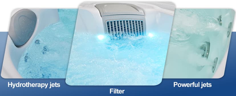 OCEAN FUTURE Outdoor Hot Tub, Massage Spa with 35 Jets, 240V Outdoor Spa with LED Lights, Control Panel and Ergonomic Seat Fits 6 People, Acrylic Hot Tub Spas 85" x 85"