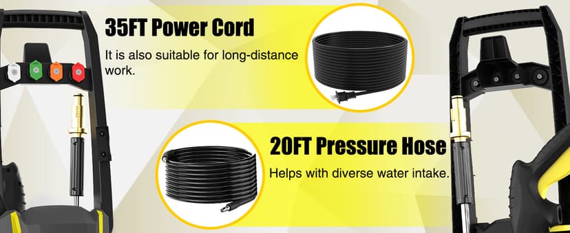 Electric Pressure Washer, 4800PSI Max 3.0 GPM Power Washer with 20FT Hose, 35FT Cord, 4 Nozzles Foam Cannon High Pressure Washer for Car Patio Garden (Black)