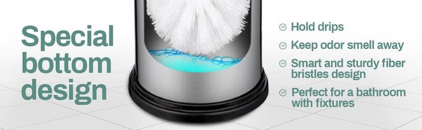 Home Intuition Modern Brushed Stainless Steel Toilet Brush & Holder Set, Bathroom Bowl Scrubber with Holder, 2 Pack