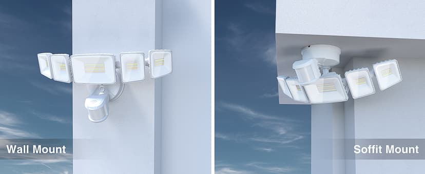 Onforu 5 Heads 65W Smart LED Security Lights Motion Sensor Outdoor, 340° Illumination WiFi Alexa Flood Light 5500LM APP Control, 2500K-6500K Exterior Motion Detector, IP65 Wall Light for Yard, White