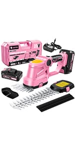 Saker Cordless Hedge Trimmer-20V Electric Shrub Trimmer Grass Shears Handheld Grass Cutter, Hedge Shear with 2 PCS Rechargeable Battery and Charger for Garden, Lawn