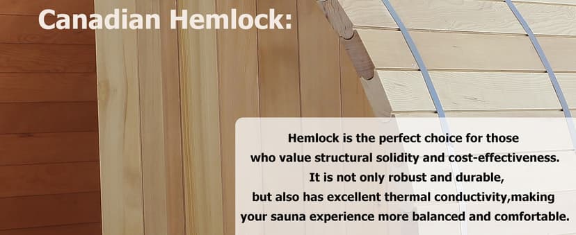 Outdoor Sauna 4 Person, Canadian Hemlock Barrel Sauna with 4.5KW ETL Heater, 220V, Waterproof System, Asphalt Shingles, Rubber Base(0-195℉)