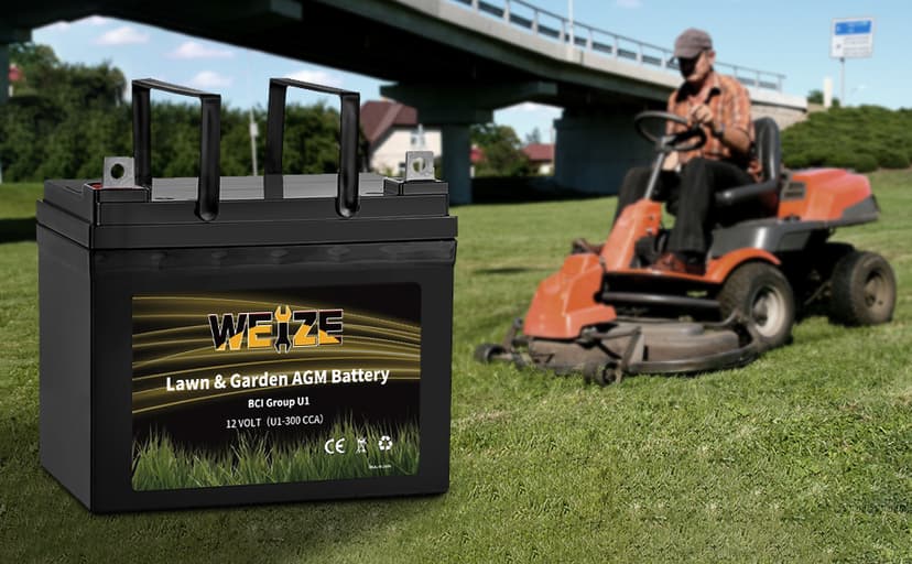 WEIZE Lawn Garden AGM Battery, 12V 300CCA BCI Group U1 SLA Starting Battery for Lawn, Tractors and Mowers, Compatible with John Deere, Toro, Cub Cadet, and Craftsman