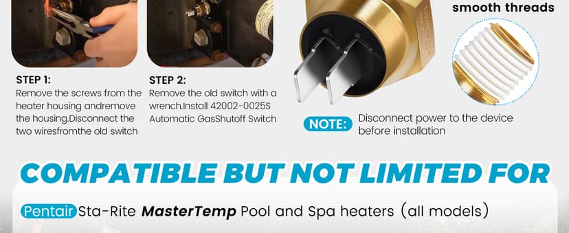 puxyblue 2025 New 42002-0025S 140F Automatic Gas Shutoff (AGS) Switch Replacement for Pentair Mastertemp and Sta Rite Max-E-Therm Pool and Spa Heater Electrical Systems Replace 42001-0063S