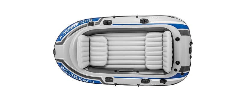 INTEX Excursion Inflatable Boat Series: Includes Deluxe 54in Boat Oars and High-Output Pump – SuperTough PVC – Adjustable Seats with Backrest – Fishing Rod Holders – Welded Oar Locks