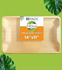 Raj Eco Compostable Palm Leaf Plates Like Bamboo Plates Disposable - 8 Inch Square 50 party plates, Natural wooden, Eco-Friendly, fancy Biodegradable & Disposable Dessert appetizer Plates