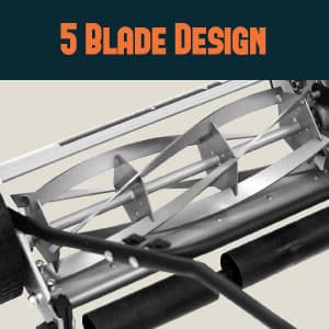 American Lawn Mower Company 1815-18 18-Inch 5-Blade Push Reel Lawn Mower, 18-Inch, 5-Blade, Black