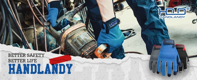 HANDLANDY Work Gloves for Men & Women, Utility Mechanic Working Gloves Touch Screen, Flexible Yard Work Gloves