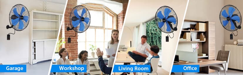 KEN BROWN 18 Inch 3-Speed High Velocity Industrial Oscillating Fan, Wall Mount Fan with Max. 4200 CFM, Seperated Switch and 5 Blades, Heavy Duty Metal for Household/Patio/Workshop, Blue