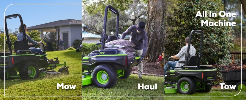 Greenworks 80V 60" Zero Turn, (2) 12.0Ah + (4) 8.0Ah Batteries + Wall Charger