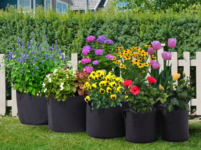 JERIA 12-Pack 5 Gallon, Vegetable/Flower/Plant Grow Bags, Aeration Fabric Pots with Handles (Black), Come with 12 Pcs Plant Labels