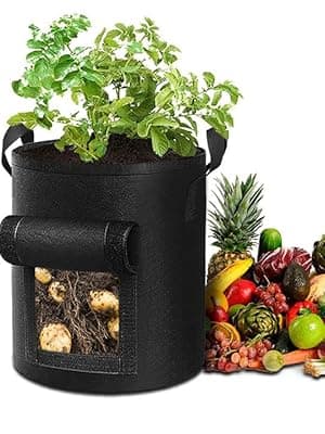 5-Pack 10 Gallon Potato Grow Bags, Garden Planting Bag with Reinforced Handle, Thickened Nonwoven Fabric Pots for Tomato, Vegetable and Fruits