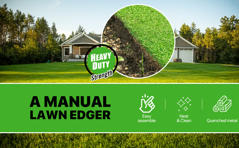 COSITA Edger Lawn Tool, 41-inch Manual Lawn Edger for Grass, Half Moon Hand Edger Tool with D-Grip, Metal Saw Tooth Garden Edger with Long Handle for Sidewalk, Yard