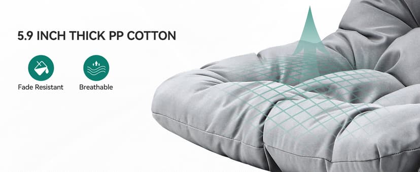 YITAHOME Hanging Egg Swing Chair with Stand Egg Chair Wicker Indoor Outdoor Hammock Egg Chair with Cushions 330lbs for Patio, Bedroom, Garden and Balcony, Dark Gray(Stand Included)