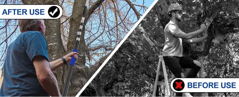 26FT Reach Pole Saws for Tree Trimming, Manual Pruning Pole Saw with 5-20FT Telescoping Extension Pole, Tree Pruner Tree Trimmer with 19" 3X Detachable Saw for Yard Garden Trees Palms Shrubs