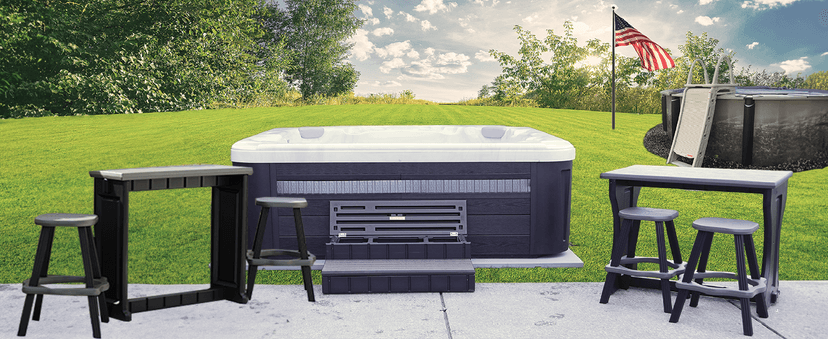Single Bar Deep Grey Top & Black Base Ideal for Patio Hot Tub Area Backyard Durable WeatherResistant Design Easy Nohardware Assembly Proudly Made in USA