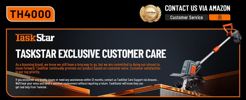 Cordless Tiller for Gardening 360 RPM Rototiller TH4000 Cultivator TaskStar Electric Garden Tiller Battery Powered Total 4000mAh,48 Heavy-Duty Steel Tines for Smooth Ground Breaking,Tending,Composting