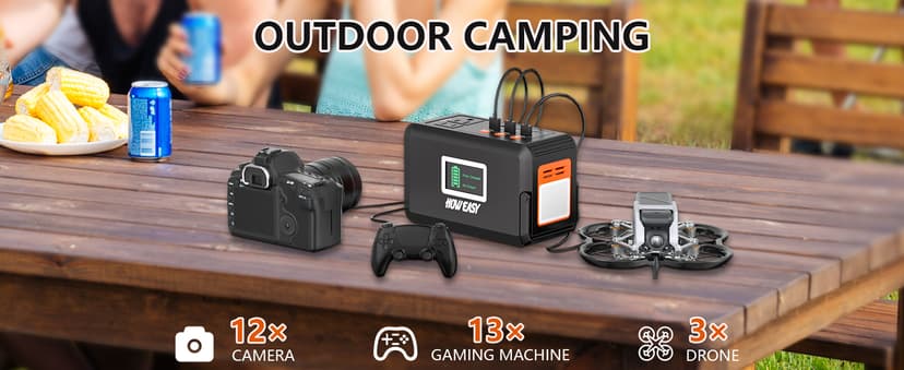 HOWEASY Portable Power Station, 88Wh Solar Generator, Lithium Battery Power with 110V AC 150W Peak Socket/DC/USB/LED Light for Outdoor Camping Trip Hunting Emergency(Solar Panel Not Included)