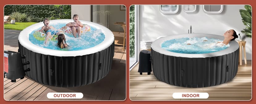 LILYPELLE 2-4 Person Inflatable Hot Tub, Portable Large Round Hottub with 120 Bubble Jets, Outdoor Spa Set Included Heater Pump, Filter and Spa Cover, 72" X 72" X 25"