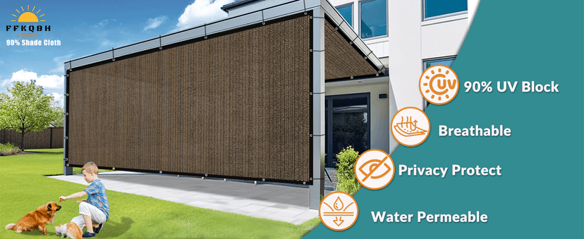 90% Sun Shade Cloth with Grommets, Pergola Shade Cover Canopy, Mesh Tarp Sun Screens for Patio, Outdoor, Garden, Backyard (8' X 10')