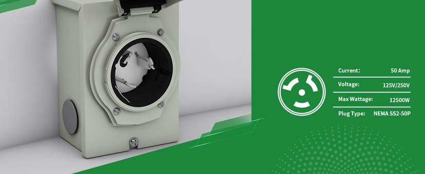 50 Amp Generator Cord 25FT and Power Inlet Box Combo Kit - Pre-Drilled, Waterproof, NEMA 14-50P to SS2-50R, ETL Listed