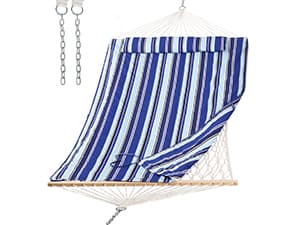 SUNCREAT Double Hammock for 2 Person, Extra Large Outdoor Portable Hammock with Hardwood Spreader Bar, Soft Pillow, 475 lbs Capacity, Gray Green