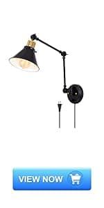 TRLIFE Wall Sconce Plug in, Dimmable Wall Sconce Wall Lights with Plug in Cord and Dimmer On/Off Knob Switch, Swing Arm Wall Light for Bedside Bedroom Stairway Living Room(1 Pack, 1 Bulb Included)