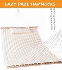 Lazy Daze Hammocks 12FT Double Rope Hammocks, 2 Person Hand Woven Cotton Hammock with Spreader Bar for Outdoor, Indoor, Patio, Poolside, FIT 13-15 Foot Stand, Max 450 Lbs, Natural, 141 x 57 inches