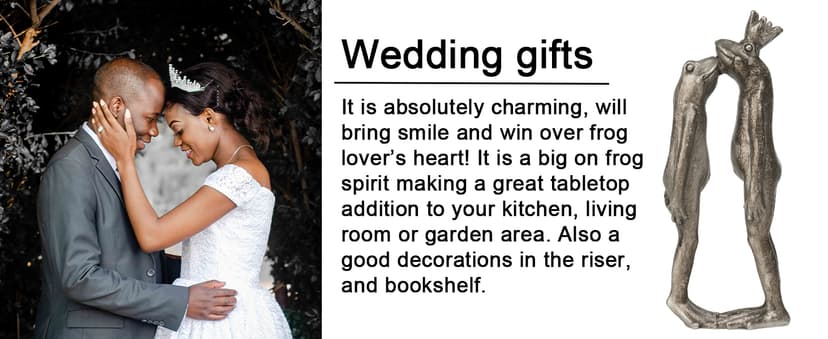 Frog Decor Garden Statue Decor Outside - Couple Kiss Plog Statue Outside Frog Figurines for Yard Patio Lawn Decorations Couple Frogs Front Yard Decorations Outdoor 3.5" 2" 8.75"