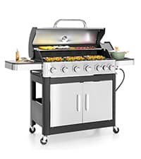 GREEN PARTY BBQ Charcoal Grill with Offset Smoker, 2 in 1 Smoker and Charcoal Grill combo, 512 Square Inch Space Barrel Charcoal Smoker Grill for Outdoor Camping Patio Backyard Cooking, Medium