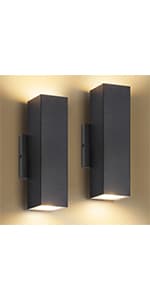 BesLowe Outdoor Wall Mount Light Fixture, Exterior Wall Lantern Waterproof, Black Outside Porch Sconce Lighting with Matte Black Finish & Glass Shade for House Garage Doorway Patio, E26 Socket