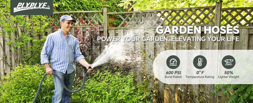 50ft Non-Expanding Garden Hose – Ultra-Light, Kink-Free, High-Pressure, Abrasion-Resistant, Durable, All-Weather, Eco-Friendly, Black&Gray