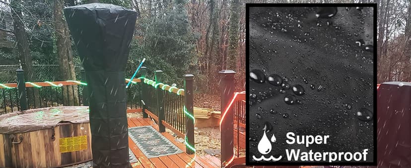 Patio Heater Covers with Reflective Strip,Outdoor Heater Cover Waterproof,Dustproof,Wind-Resistant,Sunlight-Resistant,Snow-Resistant,Black,89.5''x 33.5" Dome x 19.5" Base