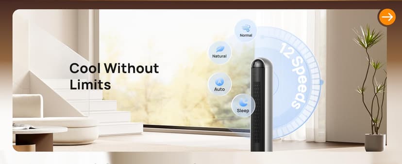 Dreo Tower Fan and Heater Combo, 29.2ft/s Standing Fans for Bedroom, 17 Levels, 6 Modes, 120° Oscillation, 42 Inch, 12H Timer, 25dB Quiet, with Remote, for Office, Large Room, Silver