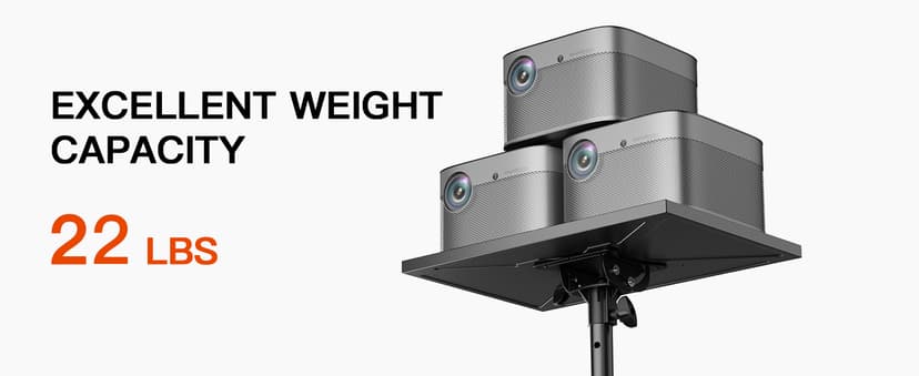 AMADA HOMEFURNISHING Foldable Projector Tripod, Multipurpose Laptop Stand with Removable Mouse Tray, Adjustable Height 25-63 Inch, Outdoor Movie Projector Stand, AMPS03
