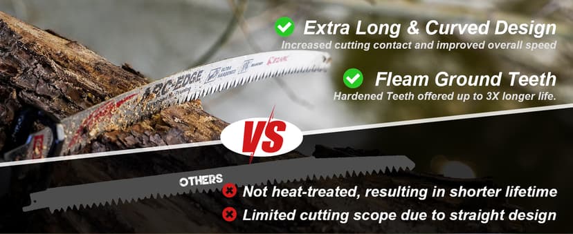 EZARC Japanese Teeth Reciprocating Saw Blade 15 Inch, Arc Edge Wood Pruning Saw Blades 6TPI for Tree Trimming, Wood Cutting, 3 Pieces