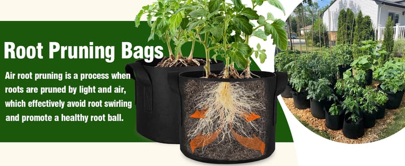 Gardzen 20-Pack 5 Gallon Grow Bags, Aeration Fabric Pots with Handles