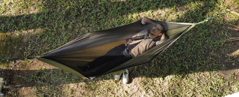 Camping Hammock with Mosquito Net and Ridge Rope, Extra Large for 2 Person, Lightweight Hanging Hammocks Tree Straps, All-in-one Fast Open Hammock for Outside, Hiking, and Travel