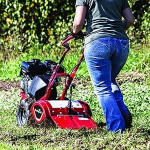 EARTHQUAKE Victory Rear Tine Tiller, Powerful 209cc 4-Cycle Viper Engine, Rugged Bronze Gear Transmission, Counter-Rotating Tines, Instant Reverse, Pneumatic Wheels, Model: 39381, Red/Black