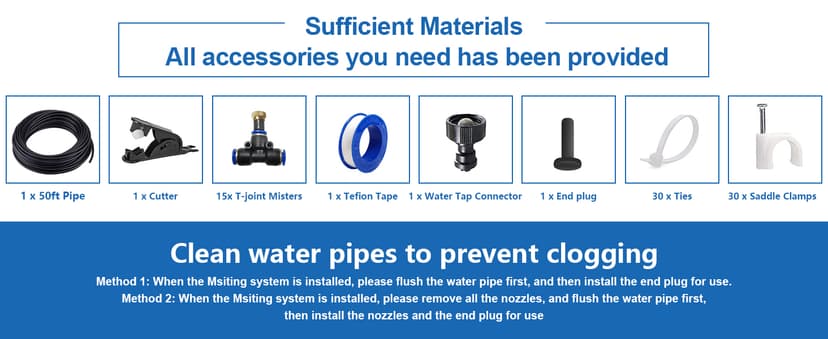 Misters for Outside Patio, Outdoor Water Misting Cooling System 50FT|15M. Backyard Mist Kit for Garden Greenhouse Fan Deck Umbrella Canopy Pool Porch Trampoline Sprinkler Park BBQ Party Accessories.