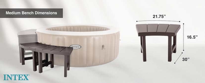 Intex 2 Medium PureSpa Benches, Compatible with Above Ground 4 Person Spas (Accessory Only)